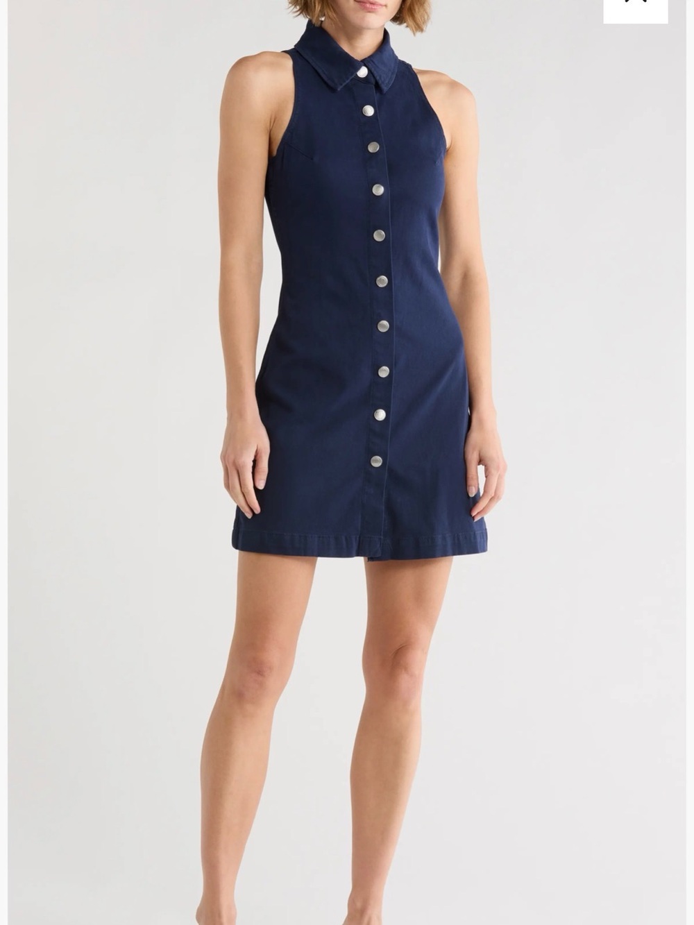 DL1961 Navy Button-Front Mini Dress